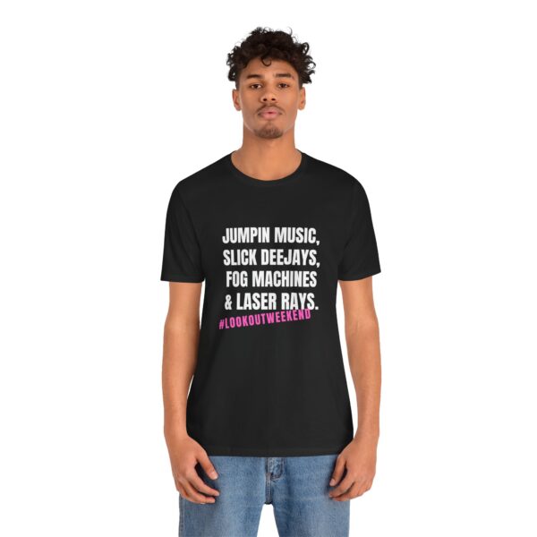 Jumpin Music Slick Deejays Fog Machines And Laser Rays T-Shirt – Vintage Rave Vibes - Image 3